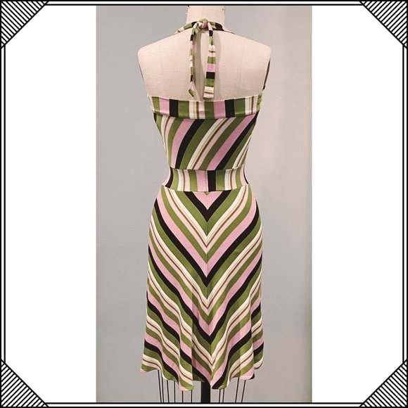 GIGI Diagonal Striped Halter Resort Dress - Picture 2 of 8